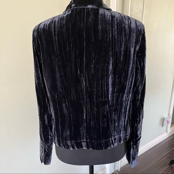 Debra Deroo Blue Crushed Velvet Shirt Small - Picture 3 of 5